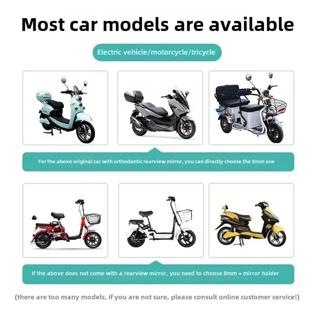 Espejo retrovisor para bicicleta eléctrica, rosca de 8mm, rotación de 360 grados, espejo reflectante convexo para Yadei Lovemai - imagen 4