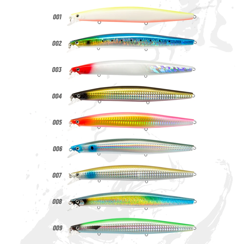 Señuelo de pesca Wobbler flotante D1, Jerkbait Minnow 163mm/32g, Spinning para lubina, pesca en el mar silenciosa, cebo Artificial de fundición larga - imagen 5