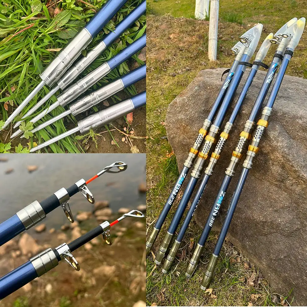 Caña de pescar súper dura de 2,1-3,6 m, Base de carrete de Metal de fibra de carbono/enchufe de tierra, traje para lanzamiento marino, herramienta de pesca de barco de agua salada - imagen 5