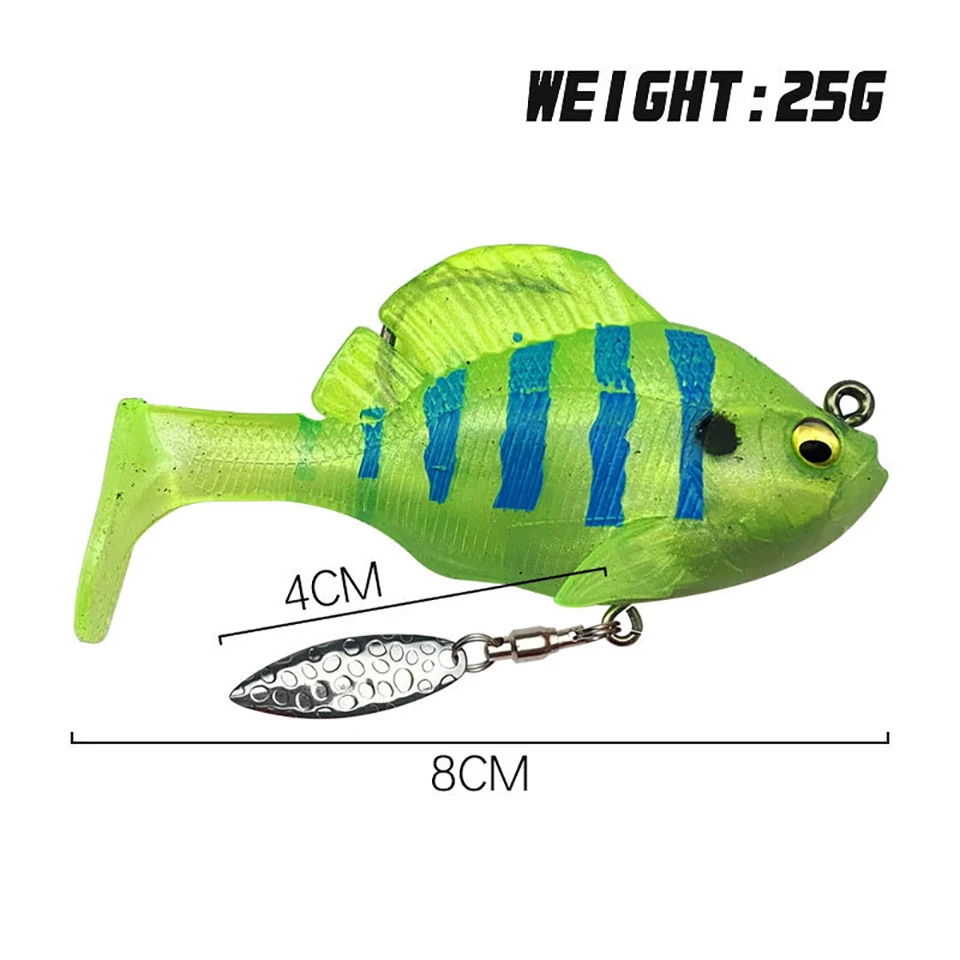 WALK FISH-señuelo de plomo que se hunde, 1 piezas, 10g/14g/18g/24g, cola en T, de silicona suave con goma giratoria, Wobbler Swimbait, aparejos de pesca - imagen 2