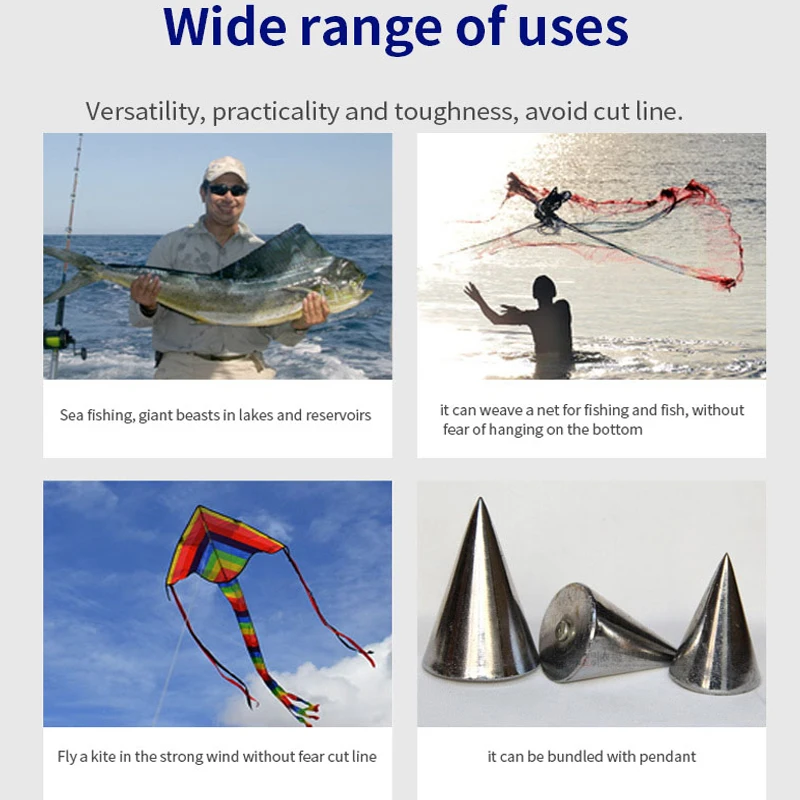 Sedal trenzado para pesca, cuerda multifilamento de 100-300Kg, 3,9 M, 48,5 M - imagen 5