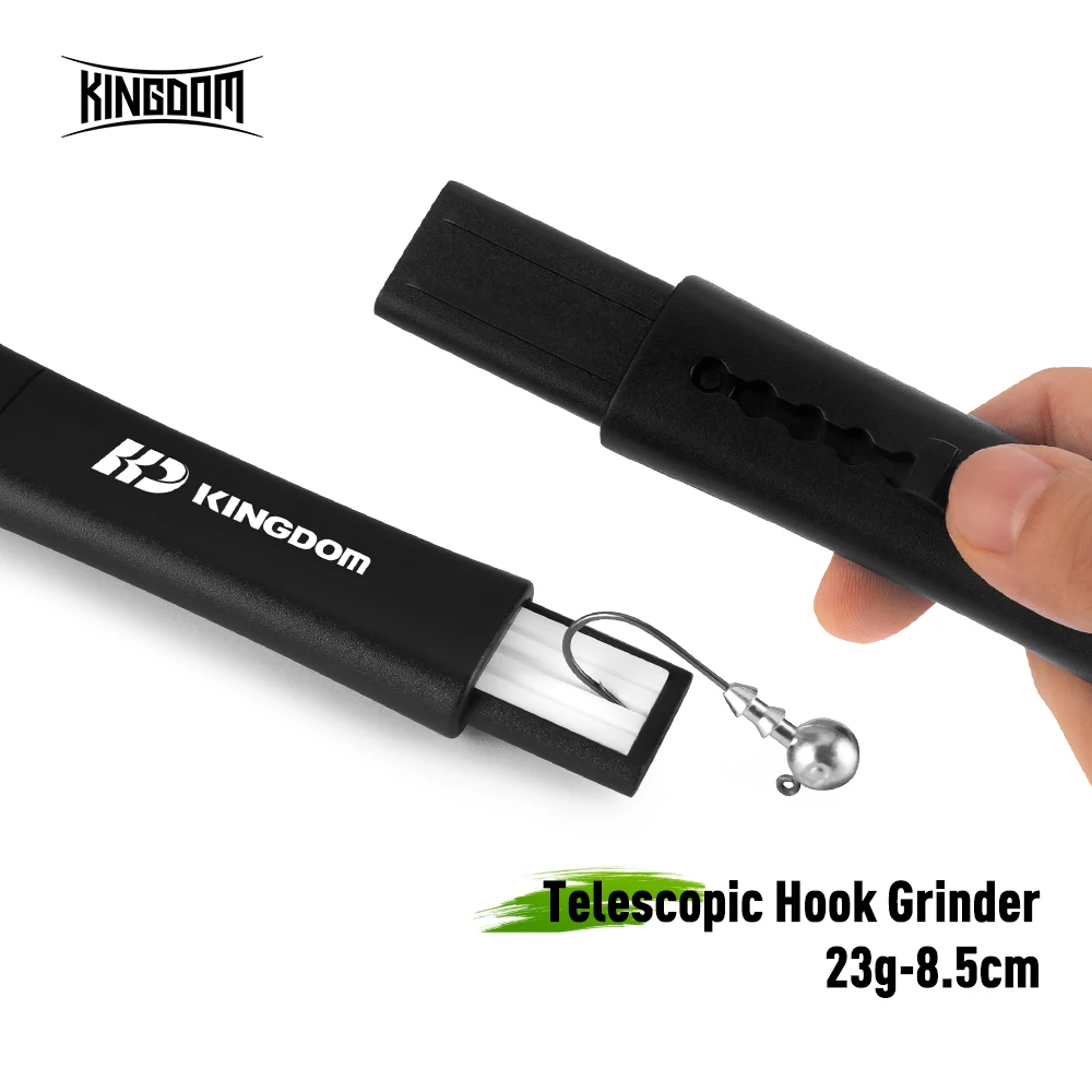 Kingdom-amoladora de anzuelos telescópica portátil, 23g, 8,5 cm, herramienta para afilar anzuelos al aire libre, accesorios de pesca, sal, agua dulce - imagen 2
