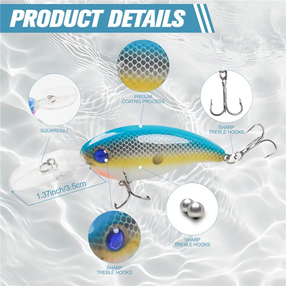 Señuelos de Pesca con manivela, cebos duros Wobbler para pesca de lubina, trucha, Lucio, Swimbait, 14g, 8 piezas - imagen 4