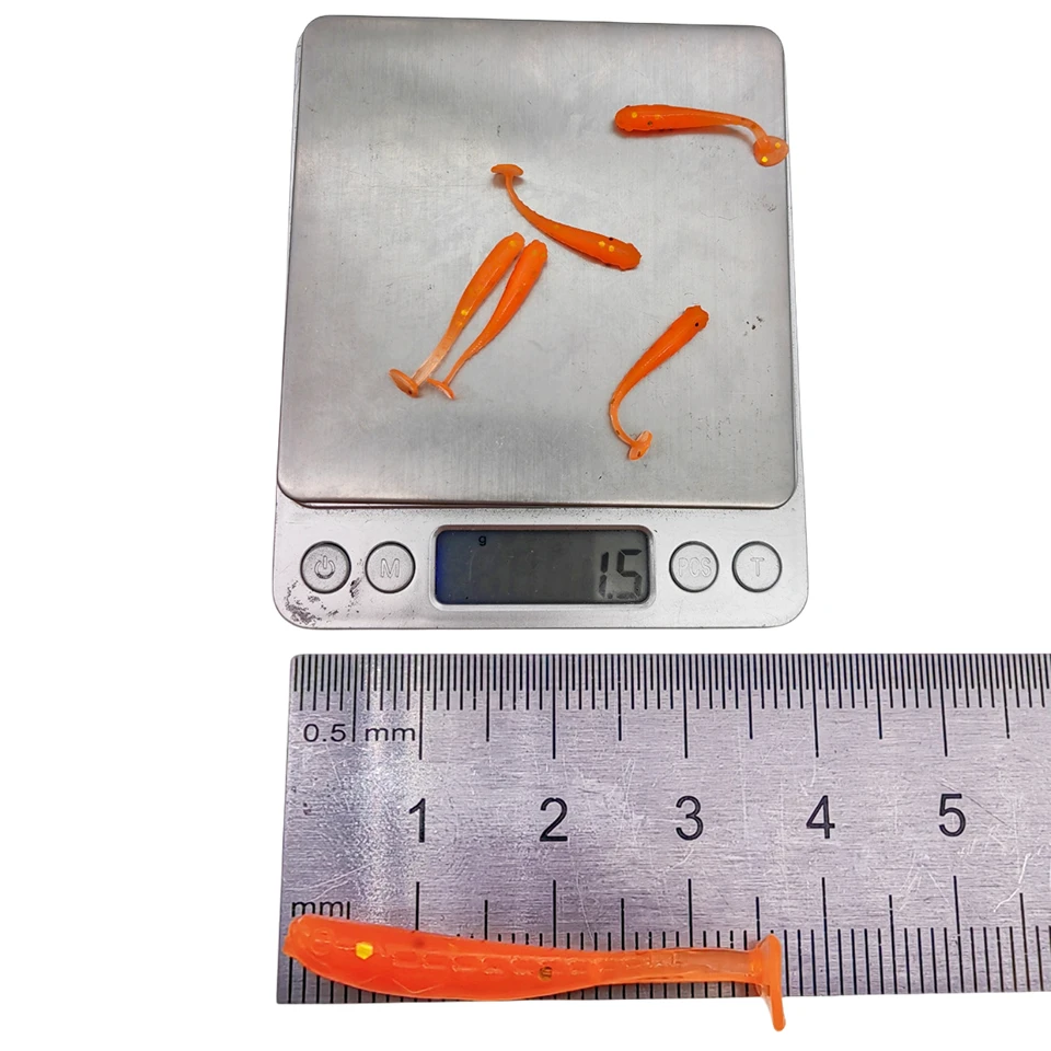 MUKUN-señuelo de pesca de gusano suave con cola en T, 0,3g, 3,5 cm, Micro cebo de PVC, Wobbler pequeño, 10 unids/lote por bolsa - imagen 4