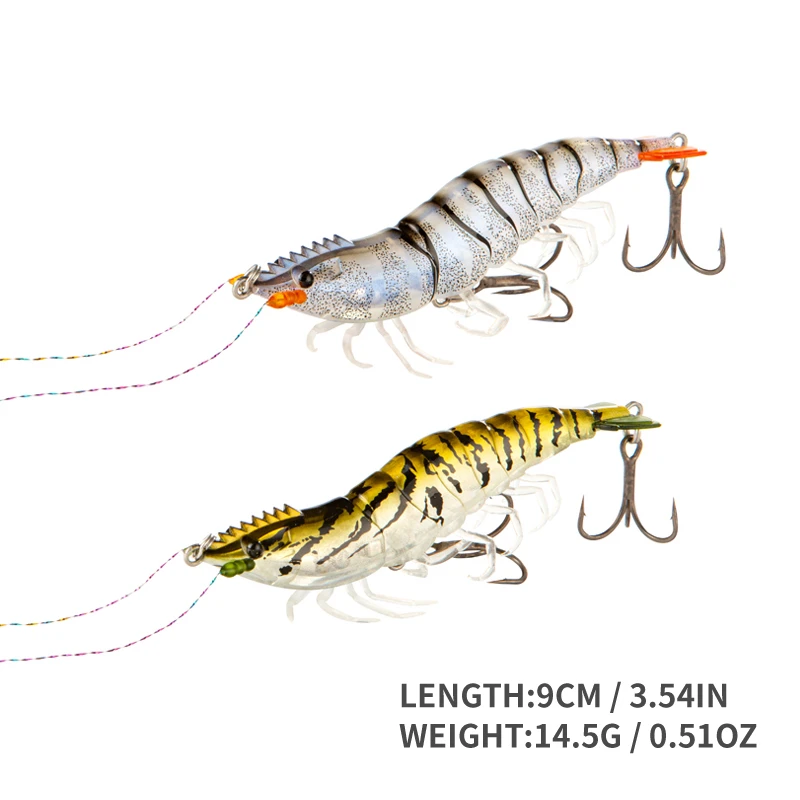ILURE-cebos de camarón dobles de tres ganchos, señuelo de calamar luminoso, Swimbait embotellado, Wobbler, simulación dura, señuelos artificiales de silicona - imagen 3