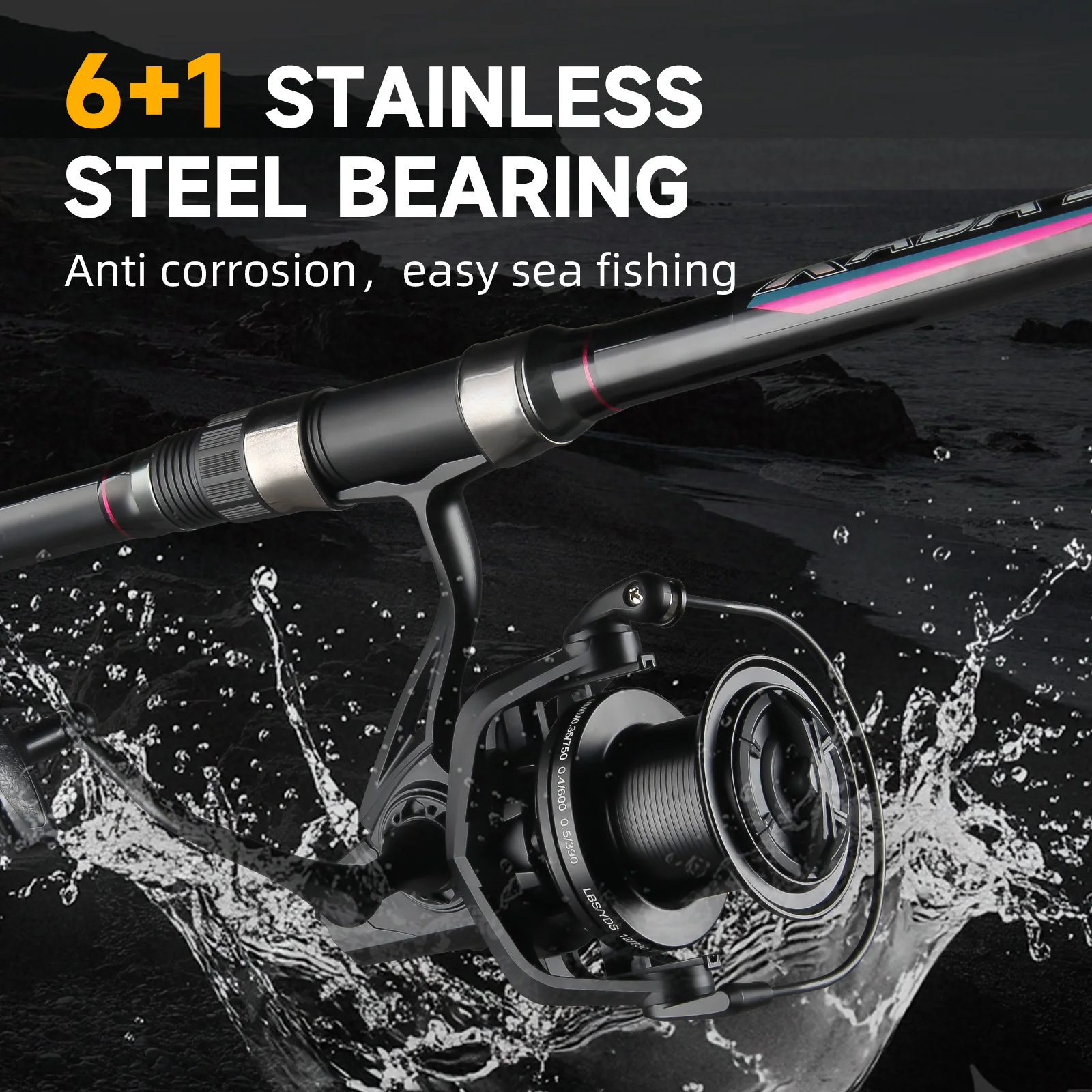 Carrete Surf Haut Ton Black 12000 – Arrastre 18 kg anti‑corrosión - imagen 5