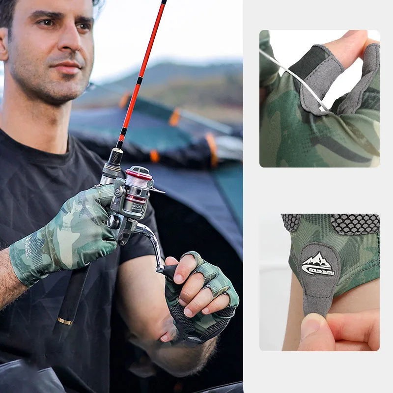 Guantes de pesca medio dedo antideslizantes de secado rápido protección solar transpirable profesión verano pesca al aire libre - imagen 5