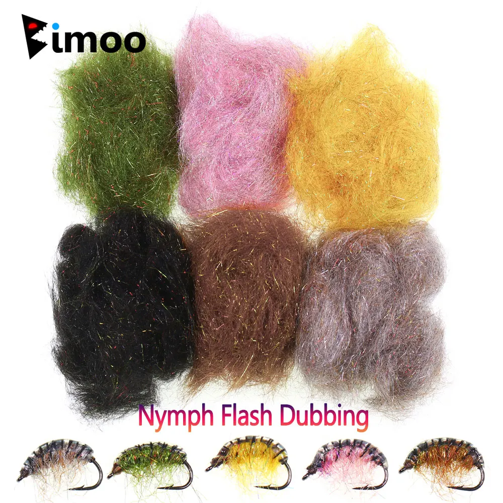 Bimoo 2 g/paquete Ninfa Flash doblaje Material de atado de moscas para Scuds Shrimps Ninfas Throax cuerpo trucha lubina salmón Señuelos de pesca con mosca - imagen 2