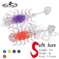 WALK FISH 5 unids/lote paleta pequeña cola en T cebo suave señuelo de pesca flotante 5cm 1,8g Señuelos de pesca artificiales con lentejuelas láser