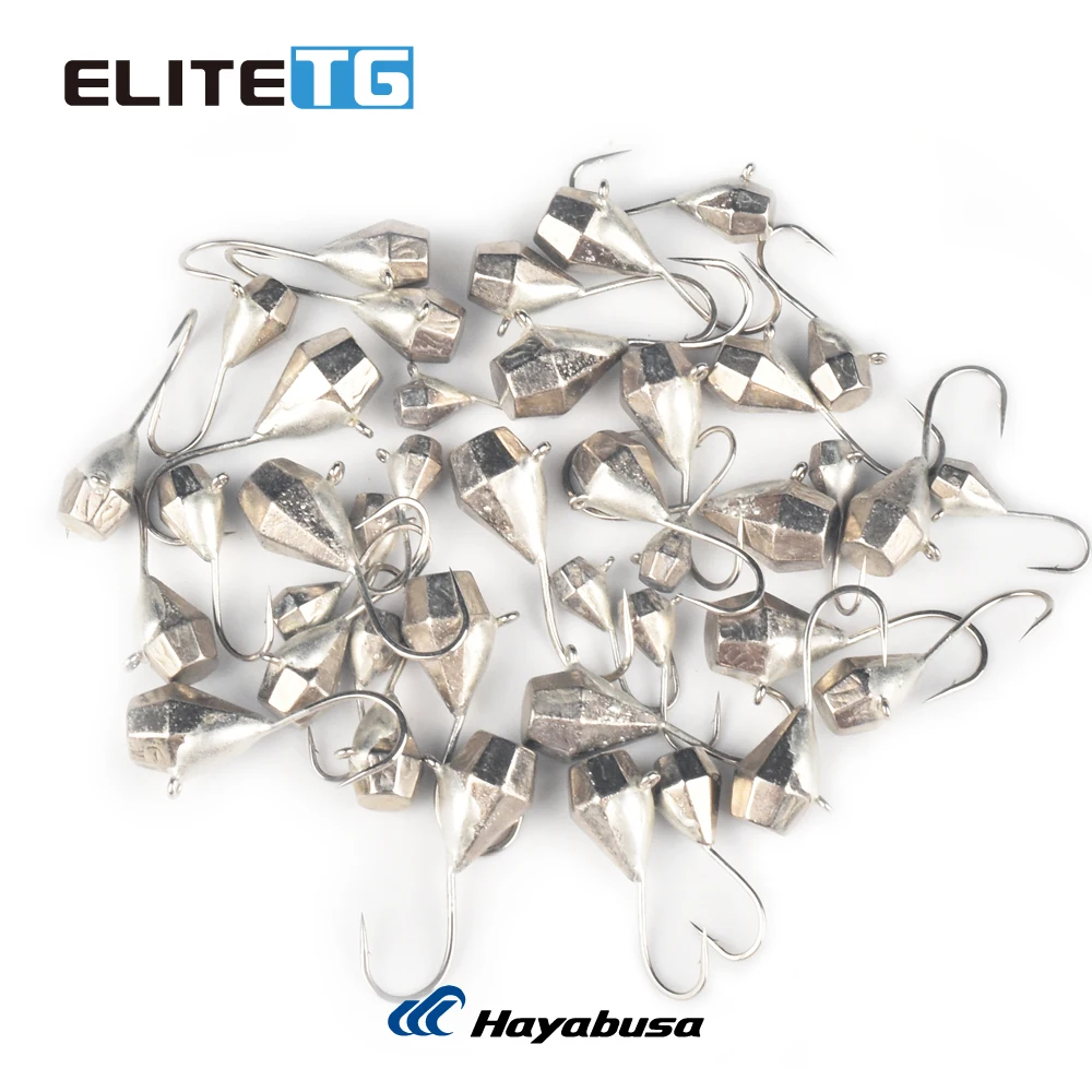 Elite TG 25/50 Uds. Plantillas de hielo de diamante 2,7mm ~ 6mm cabeza de plantilla de hielo facetada señuelo suave perca tipo de pez dorado anzuelo de pesca de invierno - imagen 3