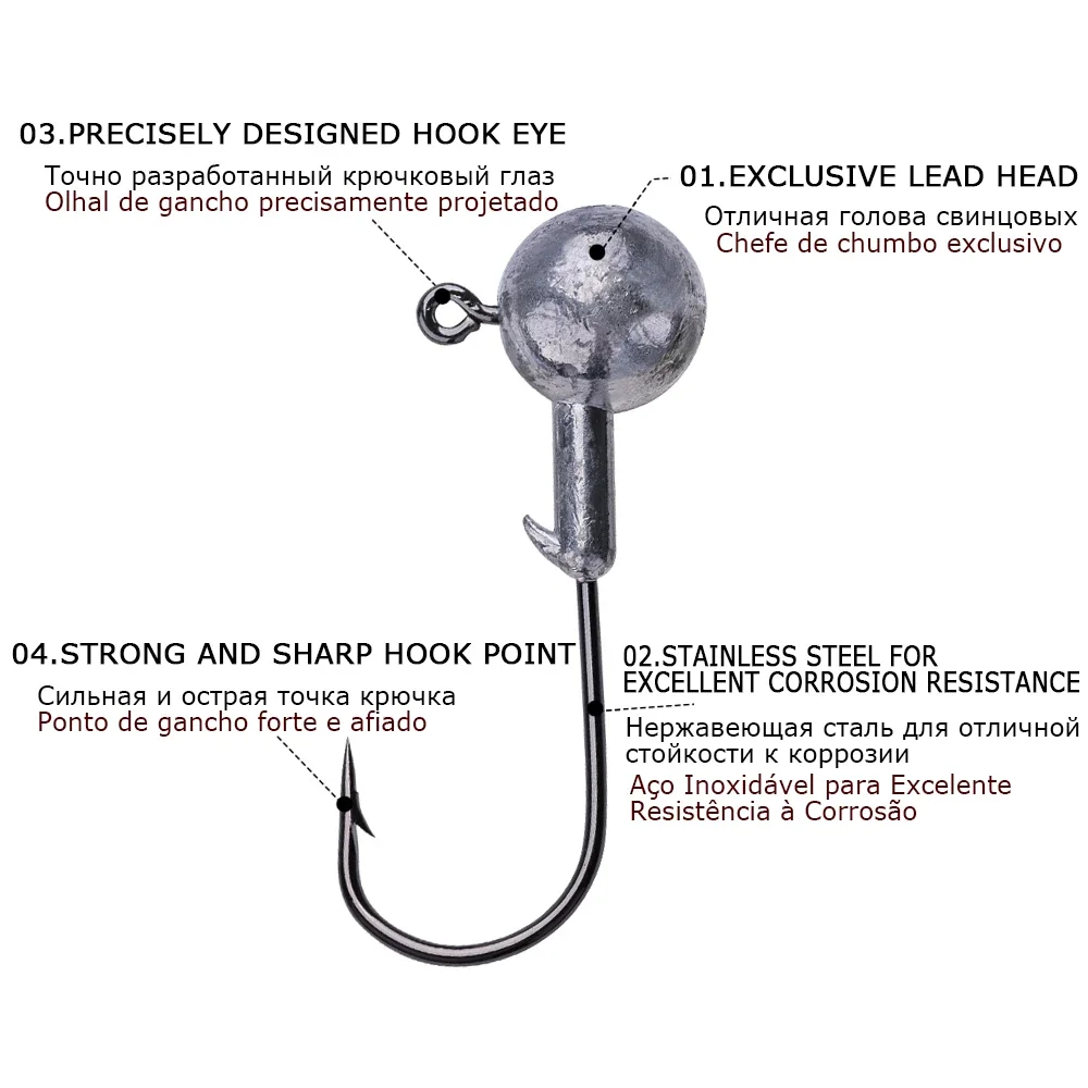 Jig Head Goture – Anzuelo de plomo para vinilo lubina y carpa - imagen 4