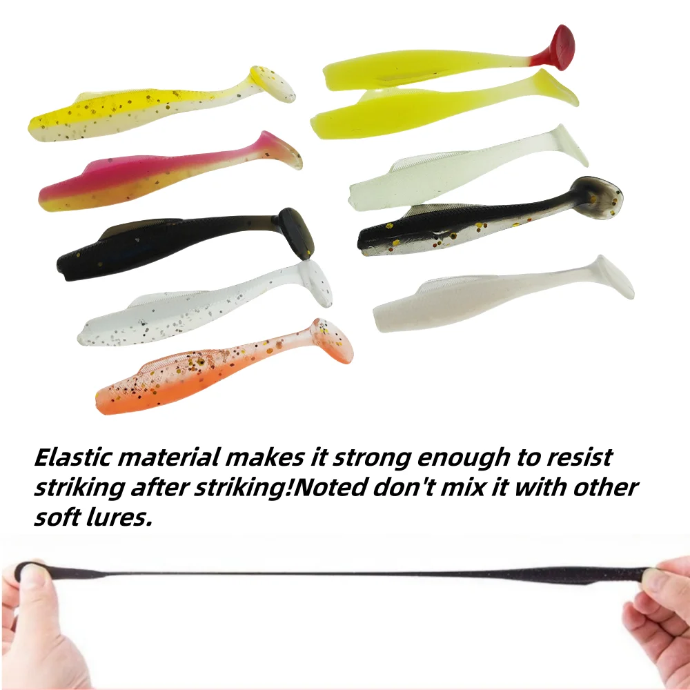 MUKUN nuevo TPR señuelo suave gusano cebo de silicona cola en T Swimbait Streamer pesca en el mar Minnow señuelo 4CM flotante Wobbler Set aparejos - imagen 5