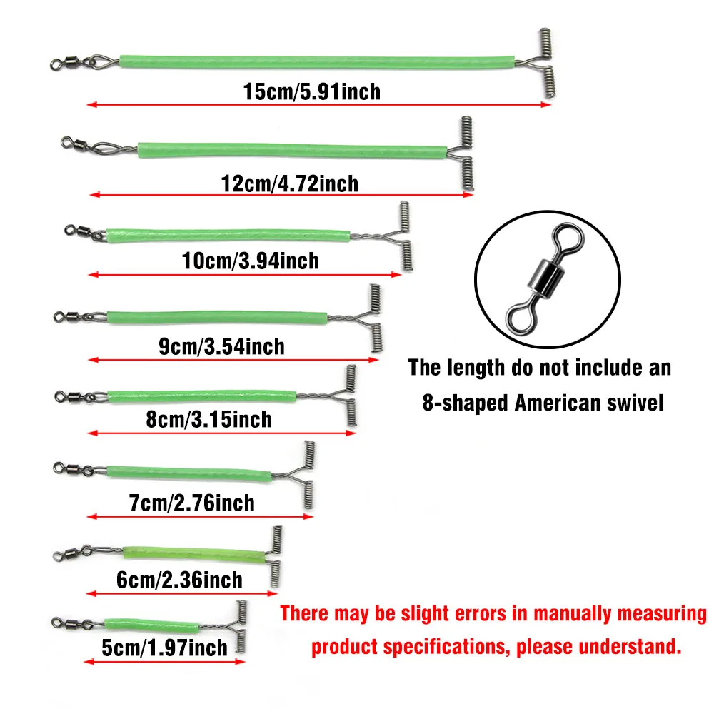 MNFT 8 piezas en forma de T, 3 vías, pesca giratoria, línea cruzada, alambre de acero, brazo líder, fluorescencia - imagen 3
