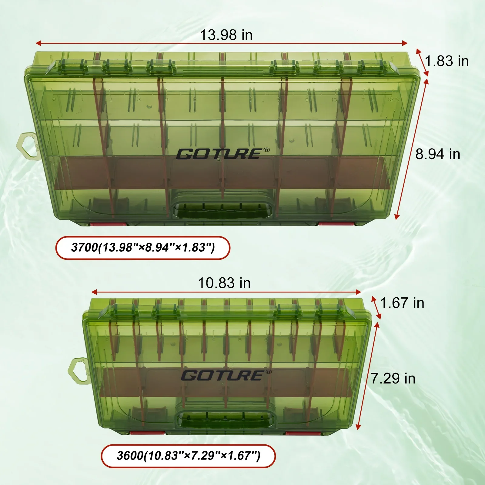 Goture 3600/3700 caja de aparejos de pesca impermeable caja de almacenamiento de anzuelos de señuelo organizador de herramientas de pesca de doble cara caja contenedor de cebo - imagen 3