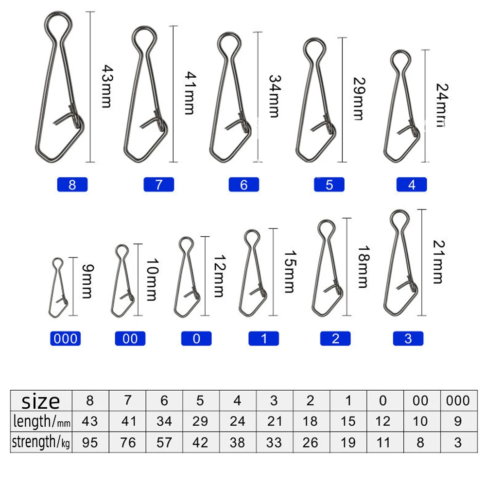 DNDYUJU-gancho de pesca de acero inoxidable, enganchado a presión, Pin de cierre, accesorios giratorios, barril giratorio, señuelo, 30-50 piezas - imagen 3