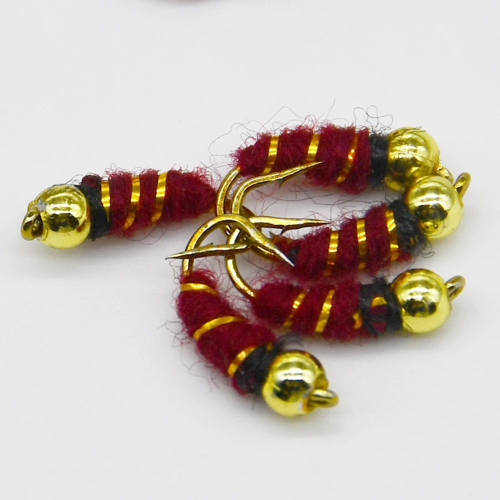 MNFT 10 Uds cabeza de cuentas doradas de latón ninfa mosca larva moscas ala perca cebos señuelos artificiales para trucha 14 # - imagen 5