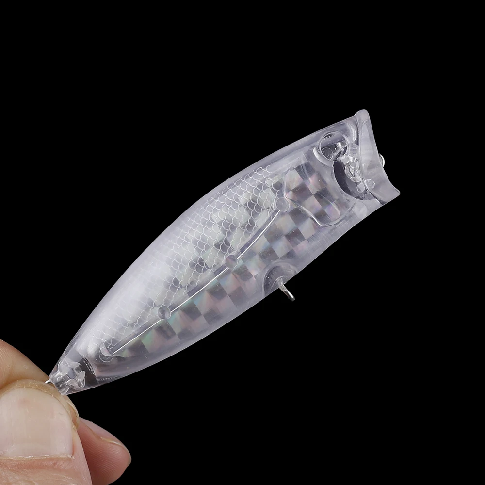 Chan’sHuang 10PCS Unpainted Blanks Bait 80mm 16.5g Topwater Large Mouth Holographic Laser Foil Popper  Rattles  Fishing Lure - imagen 5