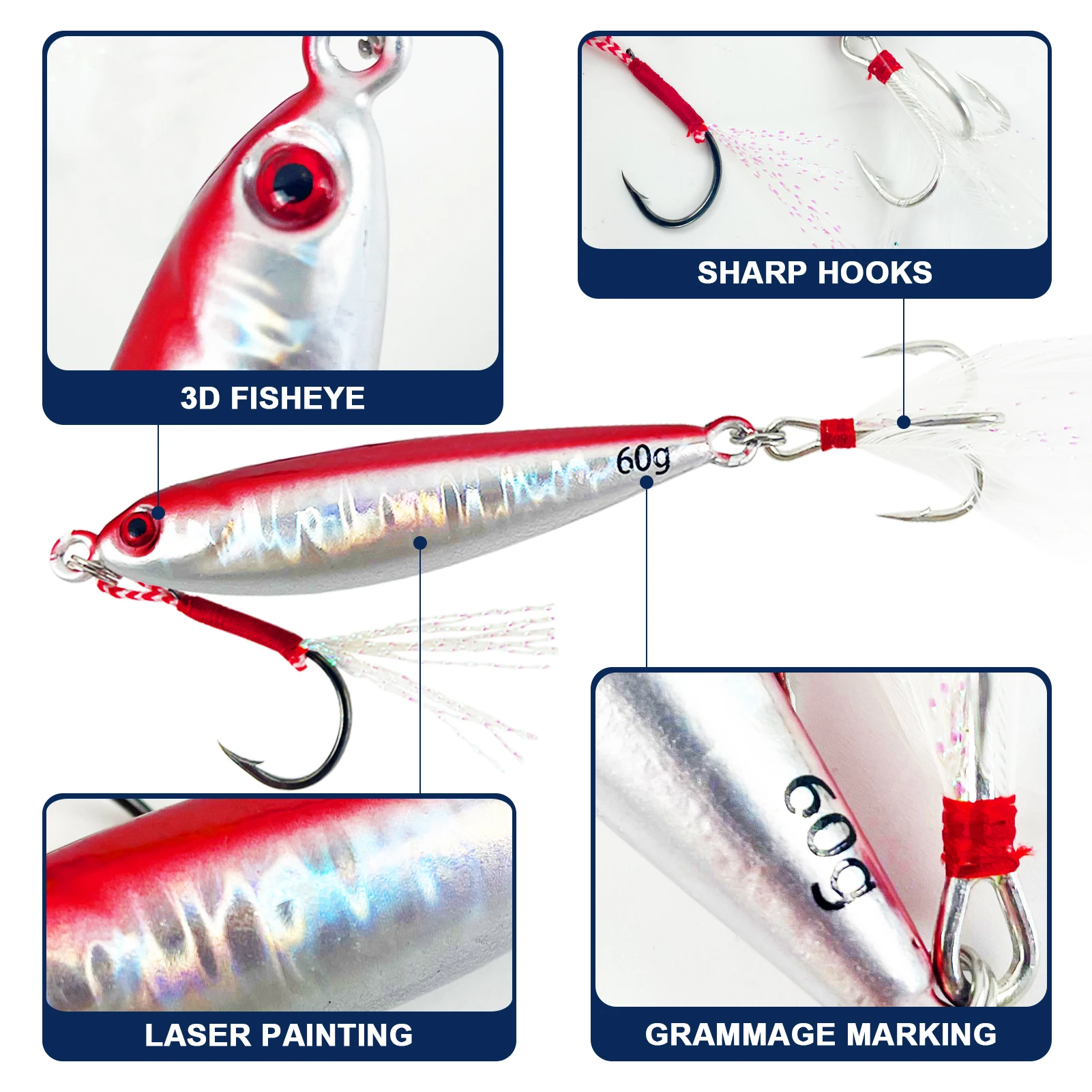 FREE FISHER Cucharas metálicas para jigging vertical y lance - imagen 3