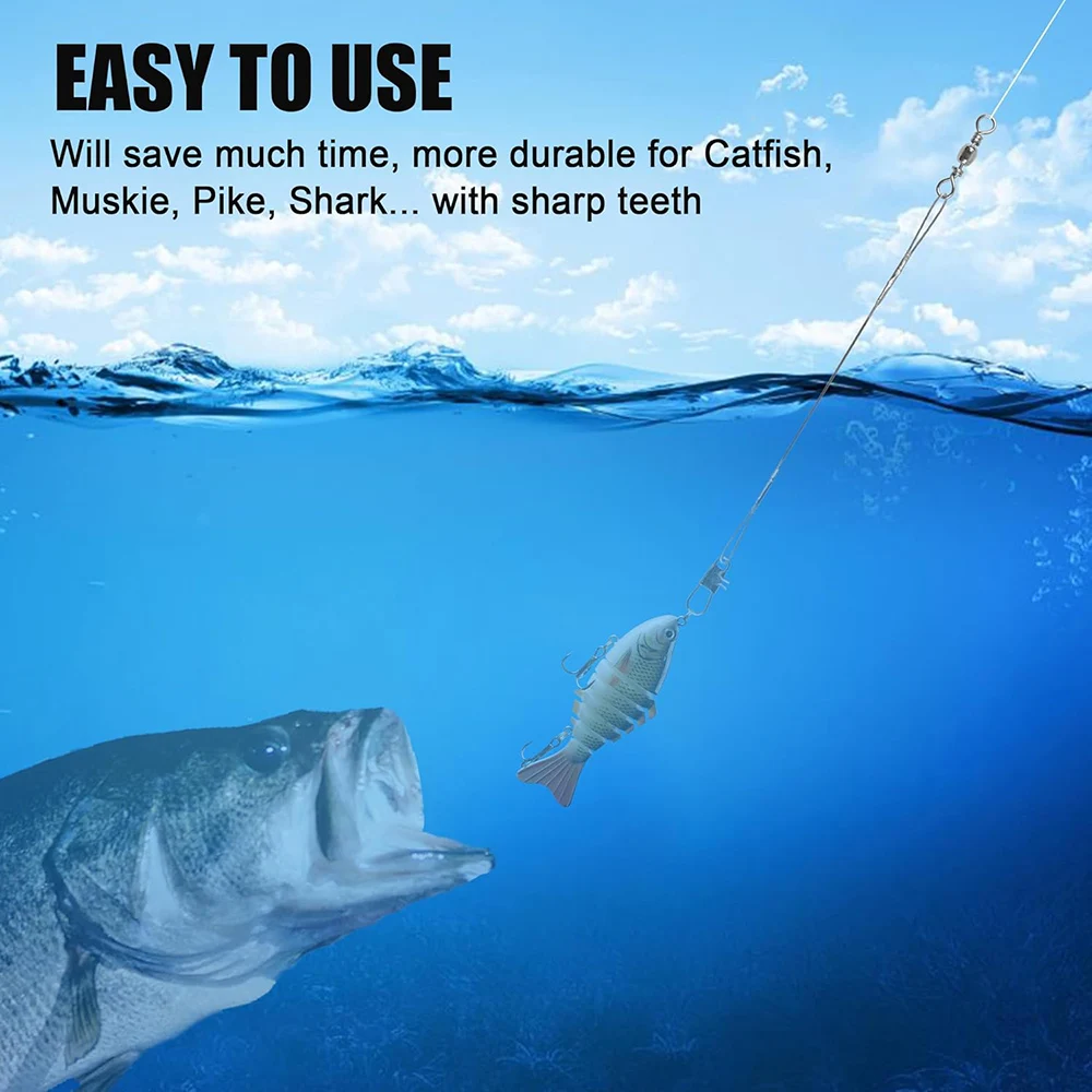 60 uds Kit líderes de pesca línea de pesca antimordida alambre de acero líder señuelo aparejos de pesca señuelos cebo gancho conector de pesca - imagen 5