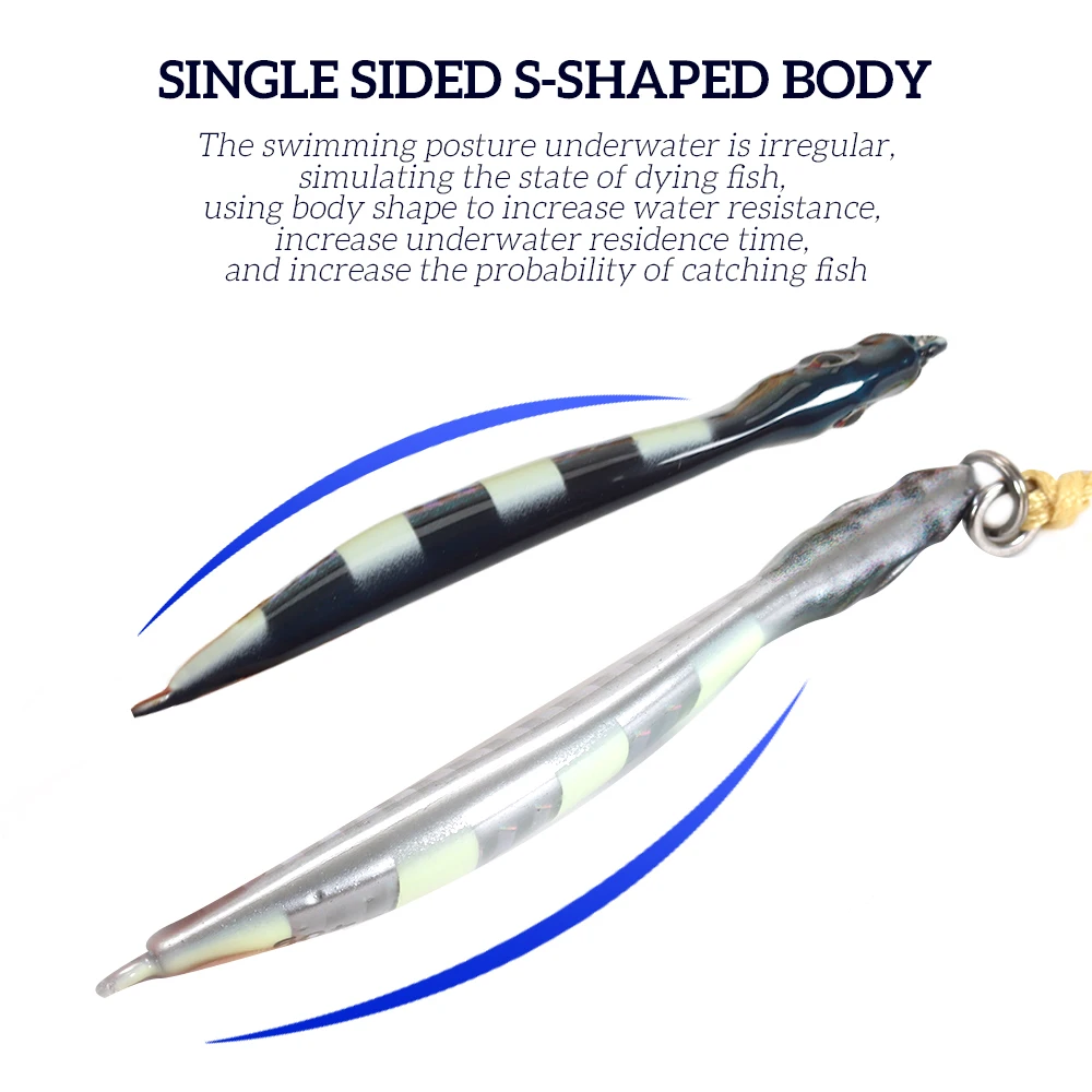 TOLU 2024 nuevo 3D impreso en forma de S hundimiento rápido plantilla de Metal señuelo 40g 60g 80g agua salada señuelo de pesca de fundición Vertical - imagen 5