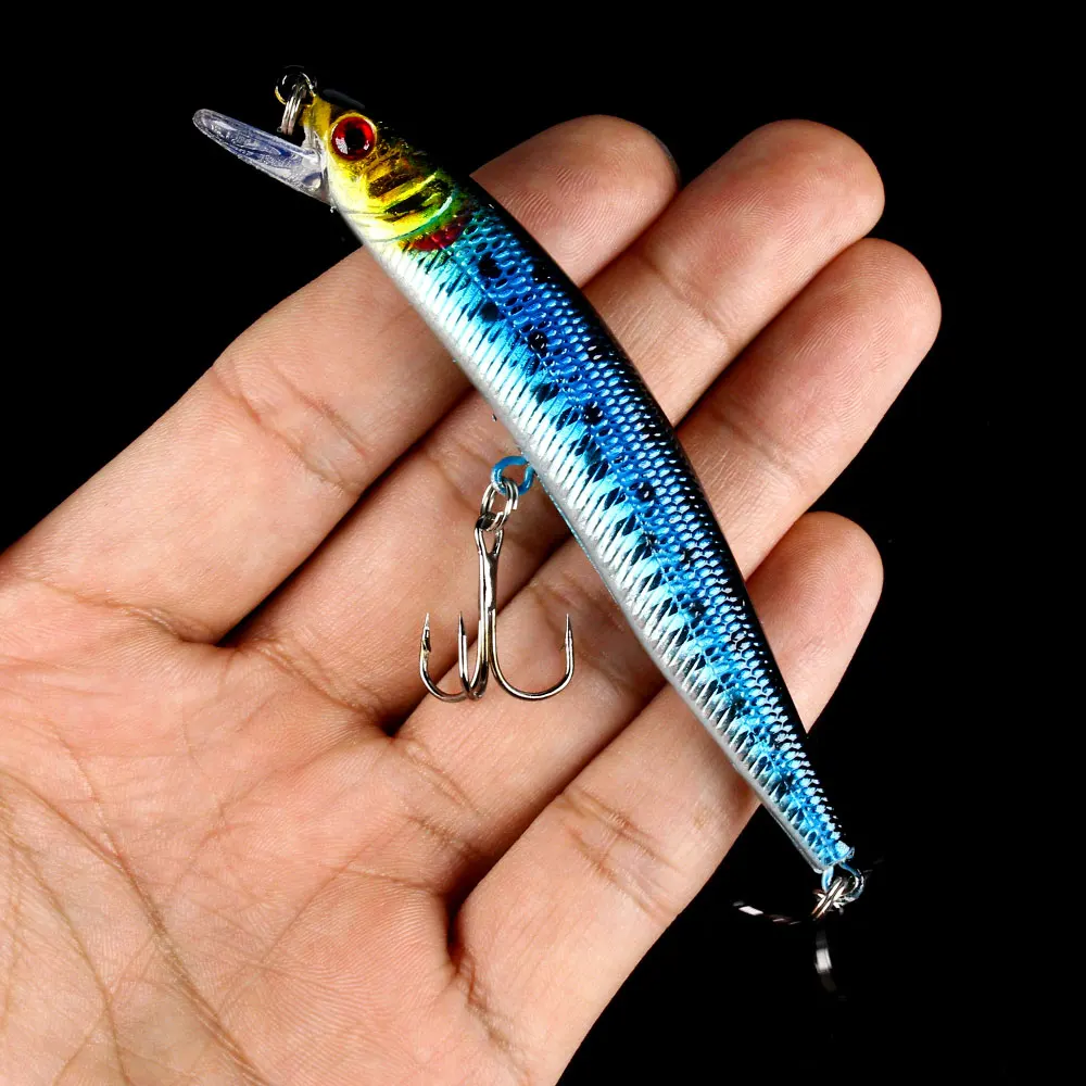 Señuelos de pesca flotantes de pececillo, 1 unidad, 10cm, 8,5g, con cuentas sonajero, cebo duro Artificial, Wobbler para lubina, Walleye, trucha, Lucio, agua dulce - imagen 2