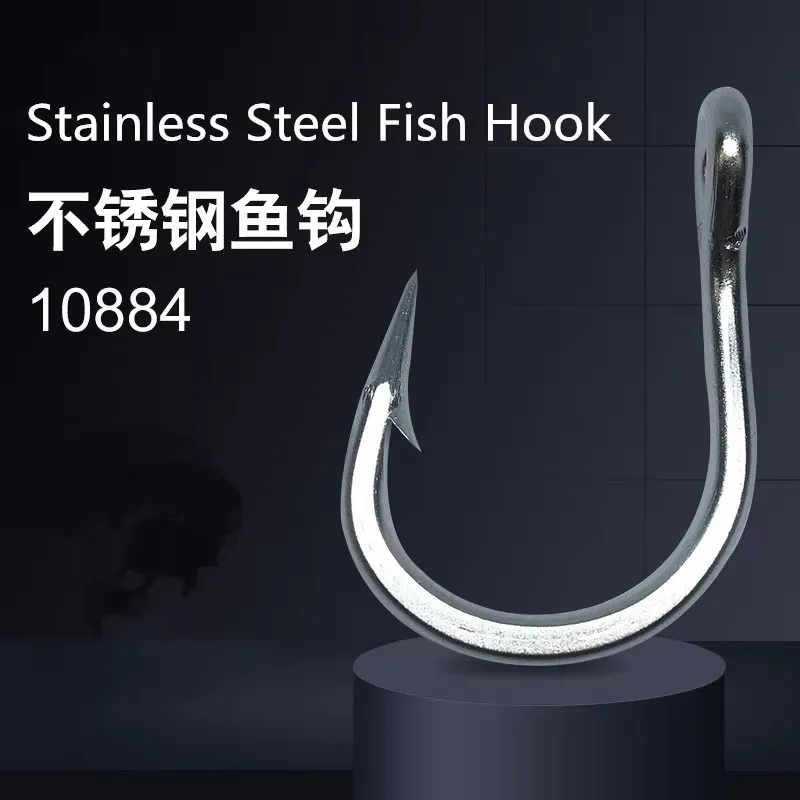 40 Uds 10884 anzuelos de pesca de acero inoxidable blanco fuerte gran juego pez atún cebo anzuelo tamaño 3/0 4/0 5/0 6/0 7/0 8/0 9/0 10/0