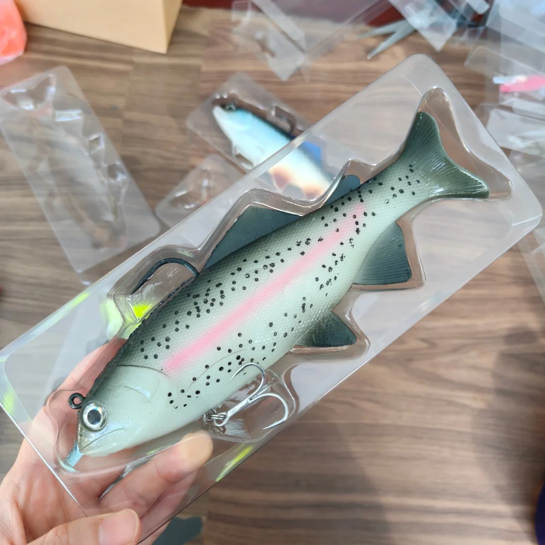 Swolfy, 1 unidad, gran juego, señuelos de plástico 3D, señuelos blandos, 130g/200mm, cebo de silicona para pesca, isca artificial, aparejos de pesca - imagen 4