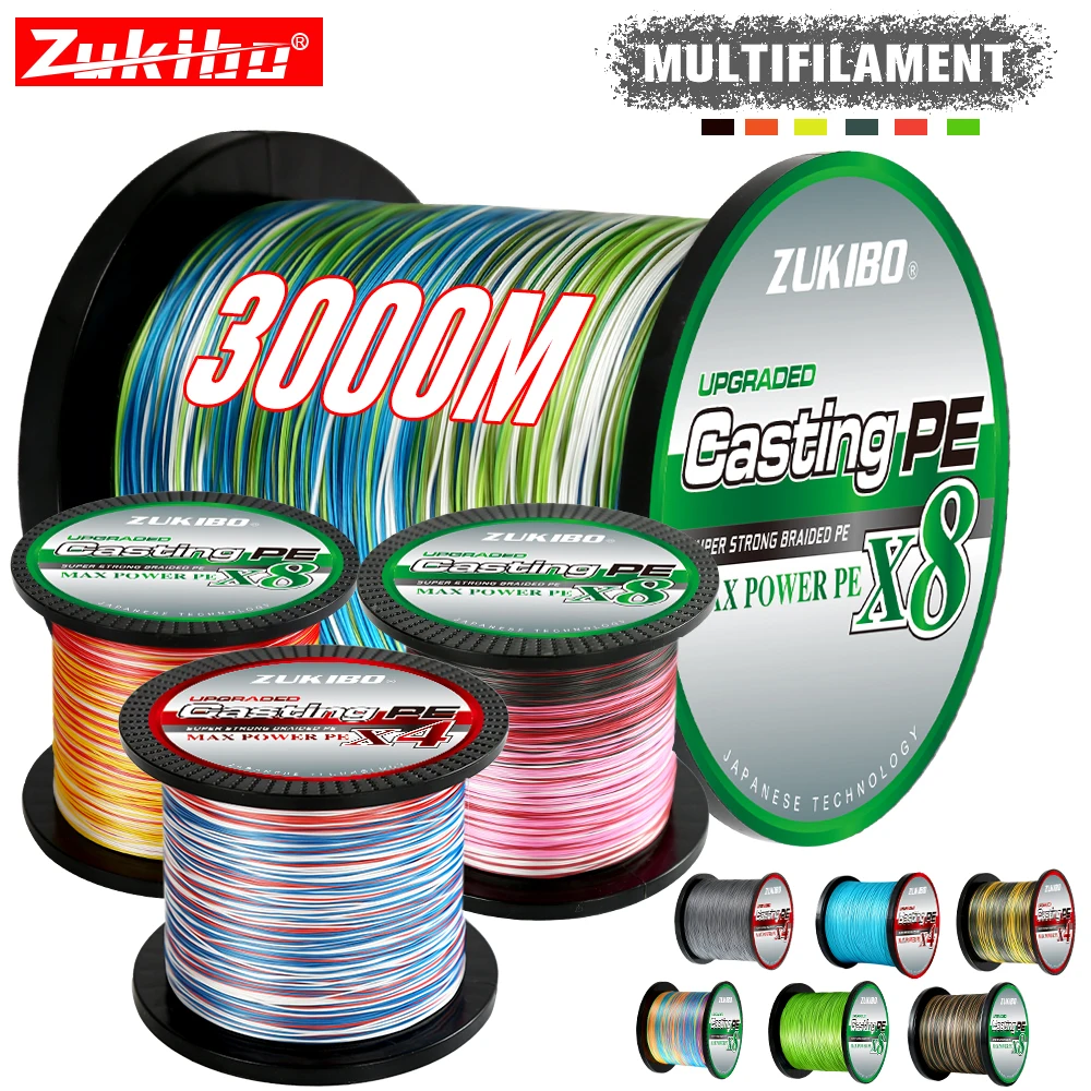 Sedal de Pesca de 3000M, 8 hilos, 4 hilos, trenzado, 18-88lb, multifilamento suave, superduradero pesca accesorios de pesca pesca accesorios mar accesorios pesca artículos de pesca pesca accesorio señuelos de pesca