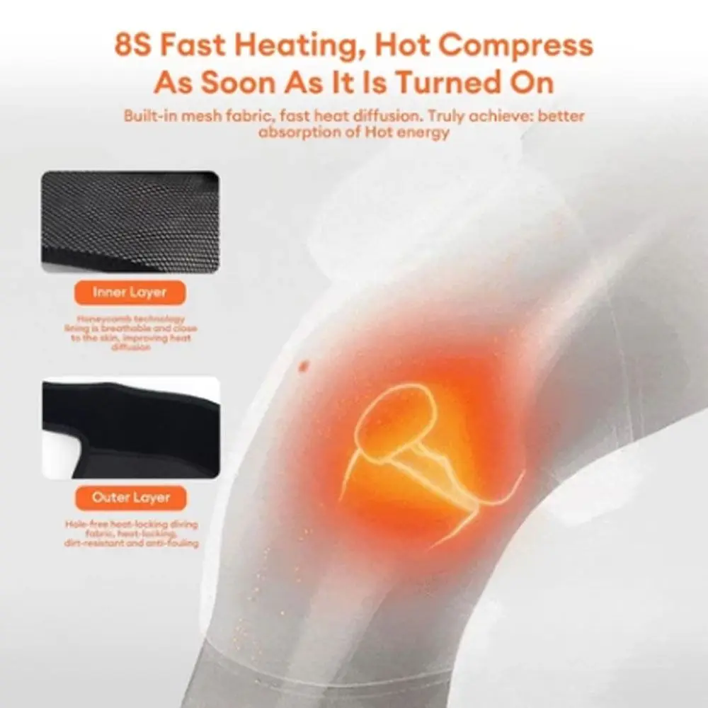 New Deep Muscle Relief Electric Knee Massager 3 Modes 5 Temp Levels Cordless Massager Breathable Heat Shoulder Elbow Massager
