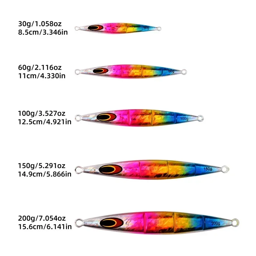 1 Uds. Señuelo de pesca de sardina deslizante luminoso de Metal de calidad para barco de aguas profundas señuelo de Jigging plantilla de Metal fundido largo plantillas de pesca de mar