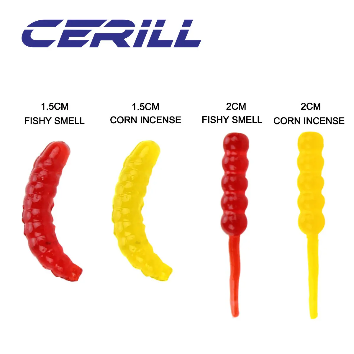 Cermill-señuelo de pesca suave, cebo de gusano de 20mm, 120 piezas/Kit - imagen 2