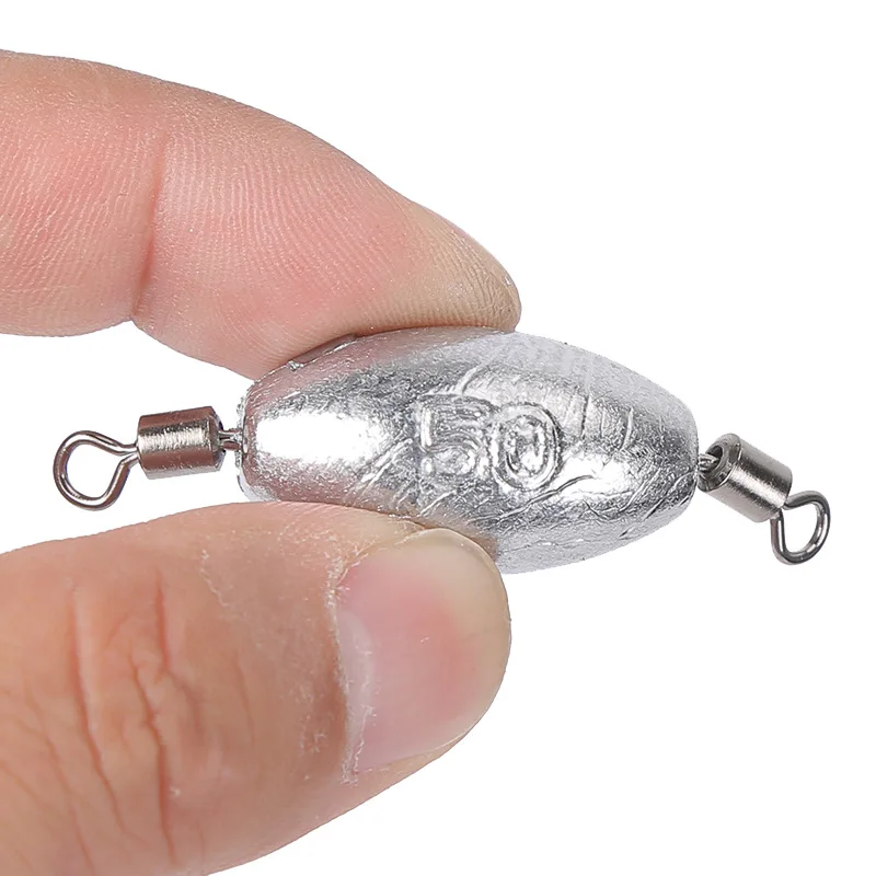 Plomo de plomo con giro de pesca, 10g/20g/25g/30g/40g/50g/60g/70g/80g/100g, pesas de plomo en forma de oliva, accesorios para aparejos de pesca - imagen 2