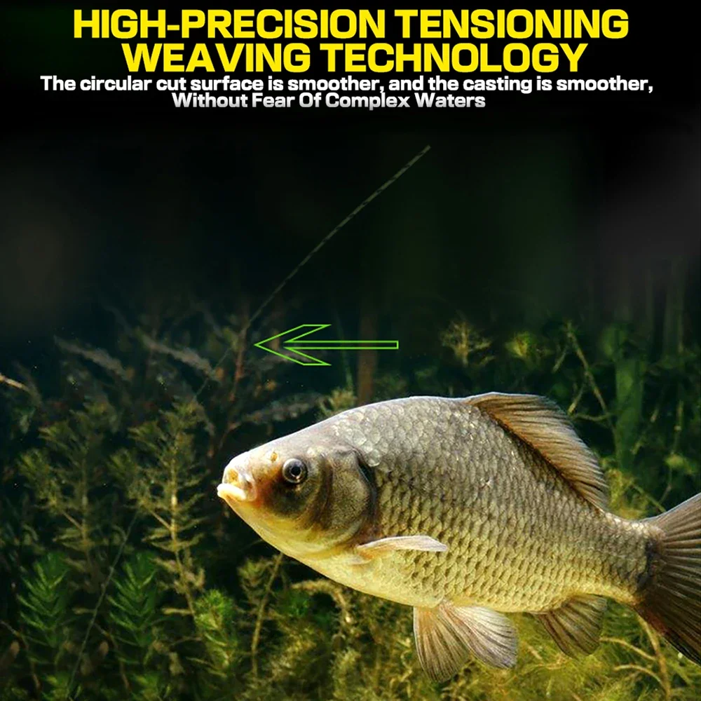 Líneas de pesca trenzadas X8, 100M, 300M, 500M, arrastre máximo 78LB, multifilamento PE, accesorios para pesca de carpa, Lucio, 0,14mm-0,5mm - imagen 4