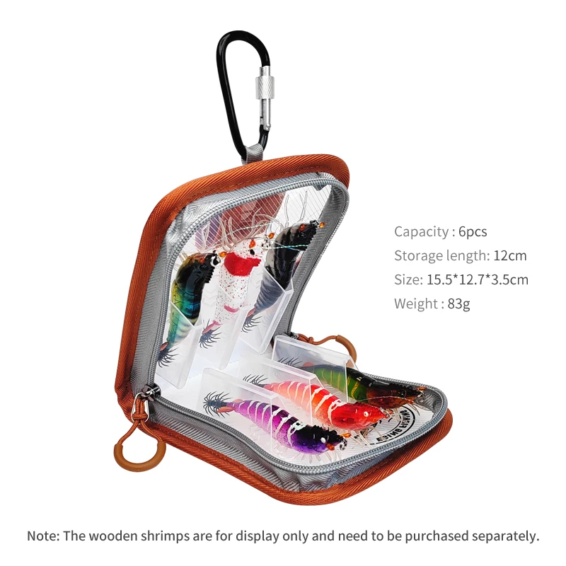 Nueva plantilla de calamar transparente, caja de almacenamiento con anzuelo, camarones de madera, pulpo, Egi, cubierta protectora de plástico, bolsa impermeable para aparejos de pesca - imagen 4