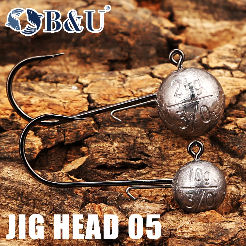 Anzuelos Jig Head de plomo B & U 3/0 4/0 – Para lubina y lucio