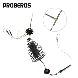 1 Uds. Alimentador de pesca de carpa, jaulas de pesca de carpa europea, juego de aparejo de anzuelo, método en línea, aparejo alimentador, nido, gancho de resorte, equipo de pesca