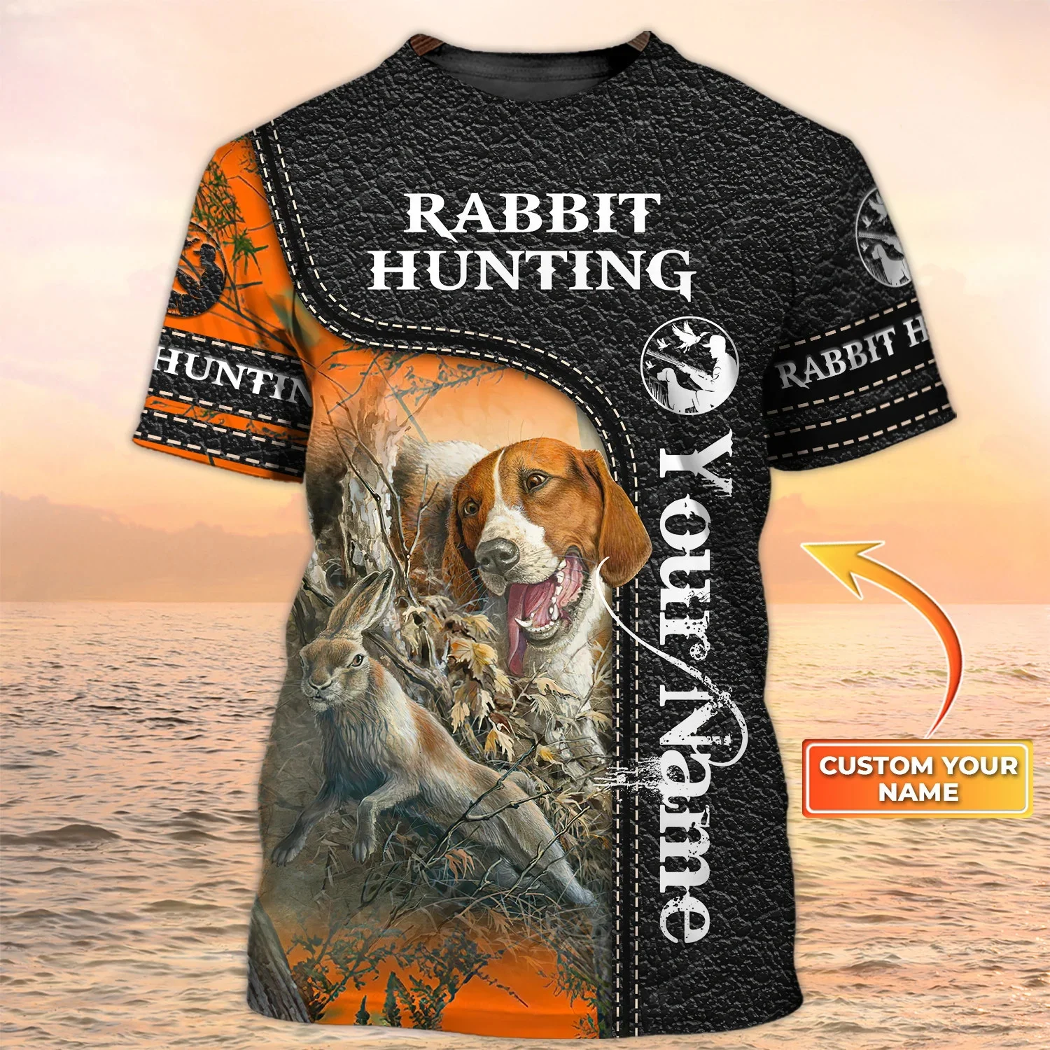 Camiseta de caza de conejo con nombre personalizado para hombre, camisa con estampado 3D de Beagle, estilo informal de verano, Unisex, TX282 - imagen 3