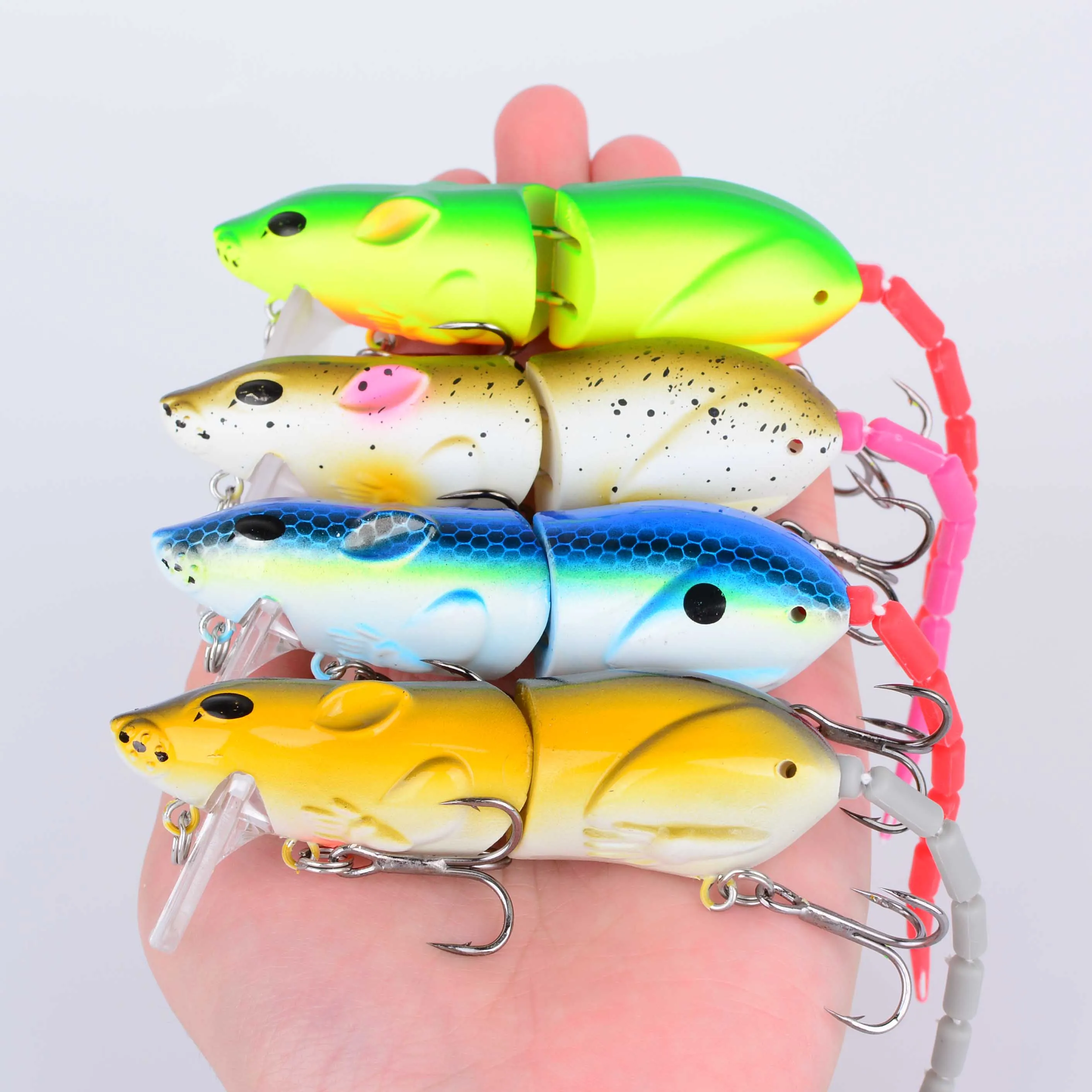 Señuelo de ratón de plástico Artificial, 7 Uds., señuelo de pesca Swimbait, rata, Lucio, lubina, pececillo, cebos flotantes, aparejos de pesca