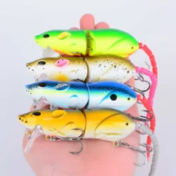 Señuelo de ratón de plástico Artificial, 7 Uds., señuelo de pesca Swimbait, rata, Lucio, lubina, pececillo, cebos flotantes, aparejos de pesca