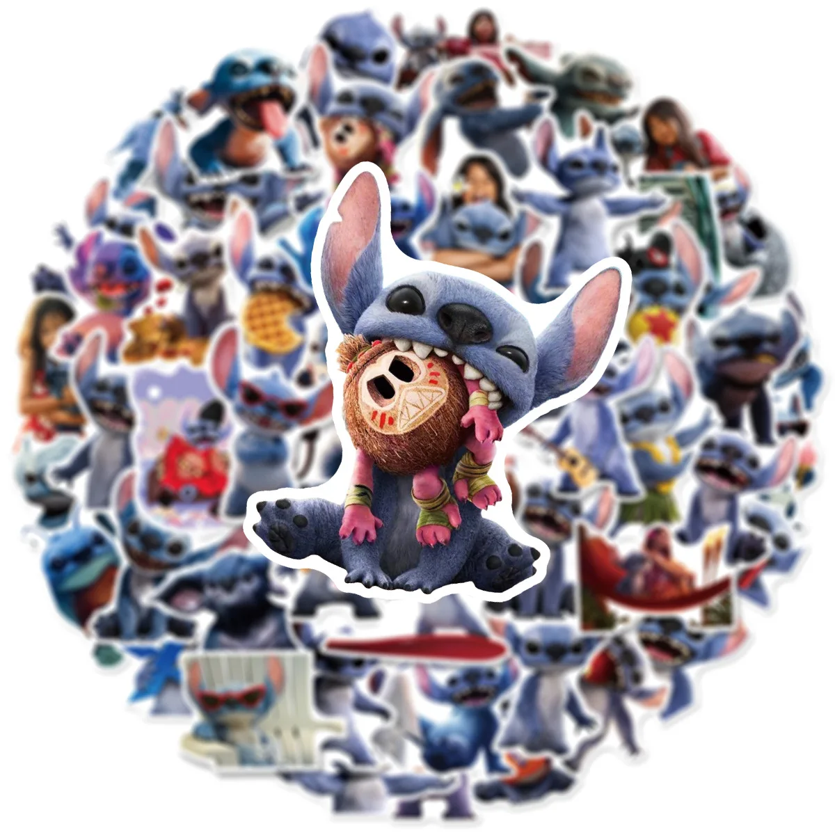 50 Uds. De pegatinas de película de Lilo Stitch de Disney DIY para álbum de recortes, teléfono, guitarra, maleta para portátil, calcomanías impermeables, pegatinas, juguetes para niños - imagen 5
