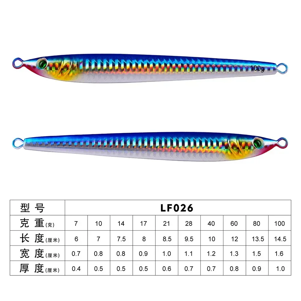 Cuchara de Jigging de Metal, 60g, 80g, 100g, cebo Artificial, señuelo de pesca de plantilla rápida, ojos 3D, aparejos de pesca súper duros sin gancho - imagen 5