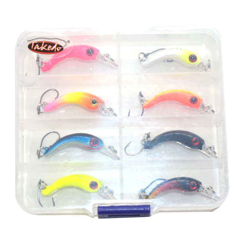 TAKEDO 8 unids/caja 1,5G 4CM señuelo de pesca Minnow cebo carpa Señuelos de Pesca Wobblers Jerkbait flotante Mini señuelo duro - imagen 2