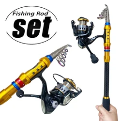Mini Kit de carrete de caña de pescar telescópica corta de carbono, 1,8 m-3,6 m, combinación de caña de mar giratoria de carrera corta súper dura