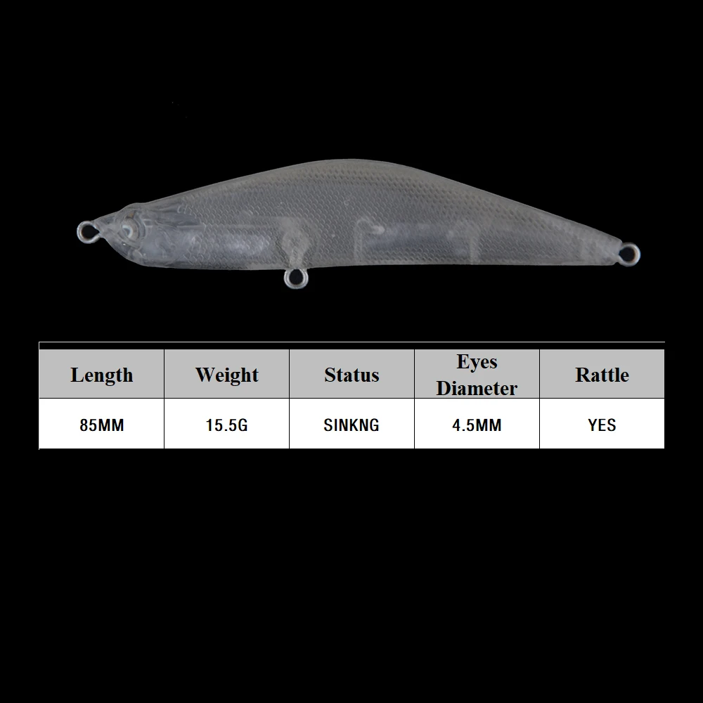 Chan'sHuang 20 piezas cebo en blanco sin pintar 85mm/15,5g sonajero hundido lápiz jorobado DIY Señuelos de pesca artificiales - imagen 2