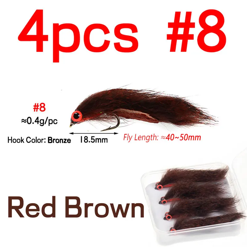 4PCS Sz 8 Red-Brown