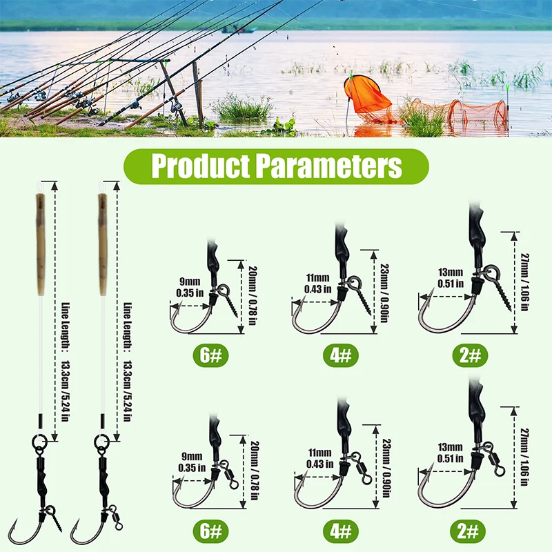 Ronnie rig Aparejos 3 estilos con línea fluorocarbono para carpa - imagen 3