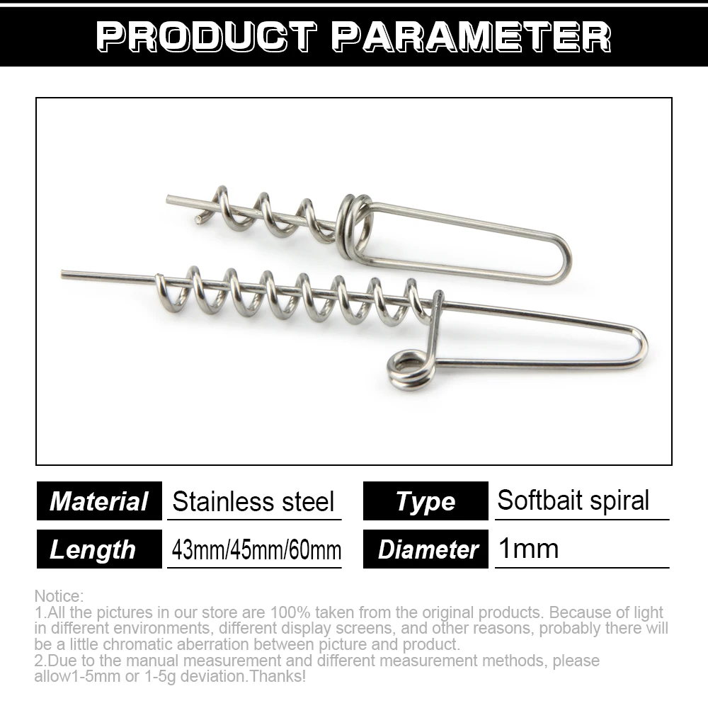 Spinpoler-pines de señuelo de pesca blandos, sistema de tornillos de múltiples depósitos para Shad Worm, tornillo de Pin Softbait, aguja de resorte de acero inoxidable, 20 piezas - imagen 3