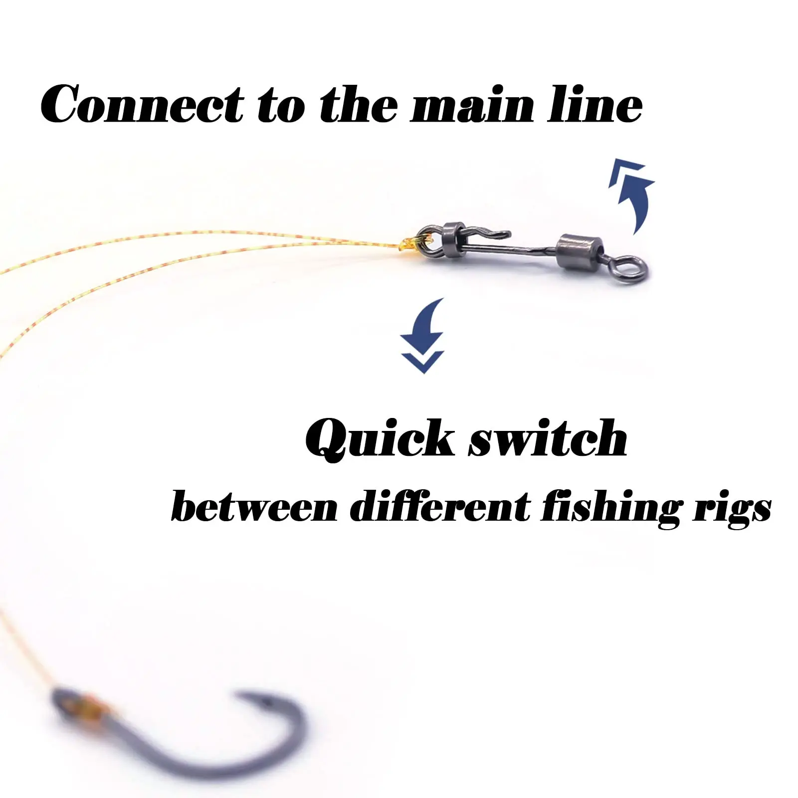 FishTrip Micro giratorios, conector líder de sedal de pesca a presión, resistente al desgaste de carpa, latón a prueba de herrumbre, agua dulce y salada - imagen 4