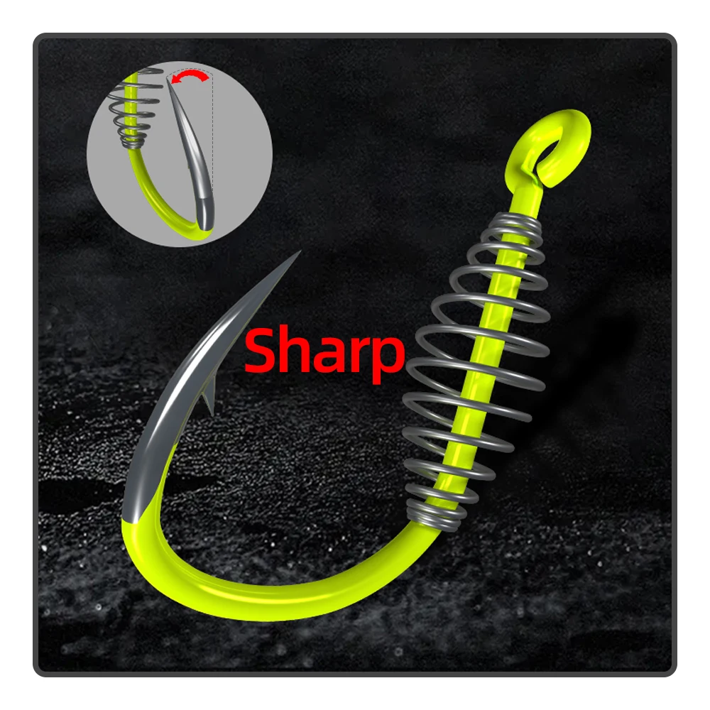 ISEAMA-anzuelo de pesca con púa, cebo colgante verde fluorescente, accesorios de primavera, 20 unids/lote por paquete - imagen 4