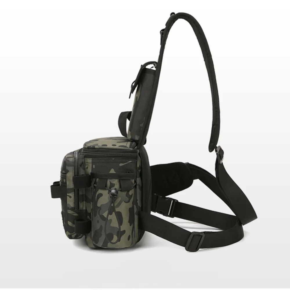 Bolso de hombro de pesca de gran tamaño, paquete de cintura de pesca multifuncional 600D, nailon grande, multibolsillo, impermeable para deportes al aire libre - imagen 4